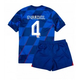 Kroatië Josko Gvardiol #4 Uit tenue Kids EK 2024 Korte Mouw (+ Korte broeken)